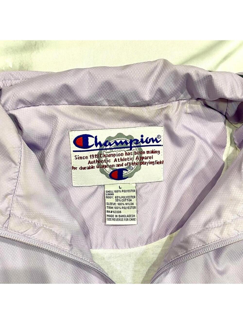 Vintage Champion Pastel Lilac Windbreaker Jacket Large Y2K Streetwear Retro - Picture 3 of 4